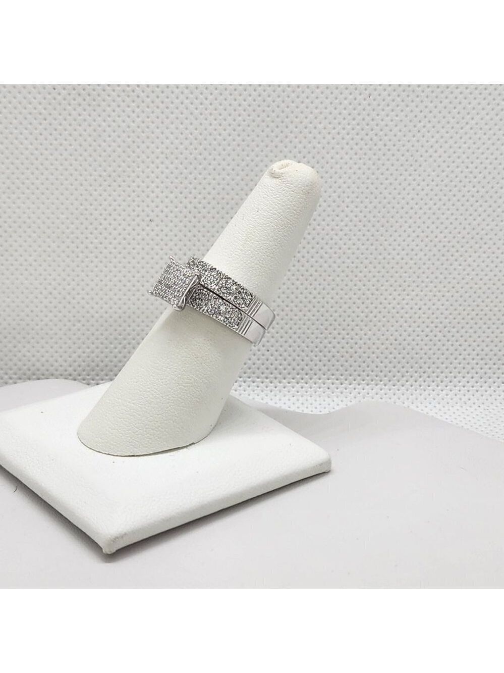 Brand New Sterling Silver 925 2pc Square Cz Stones Ring
